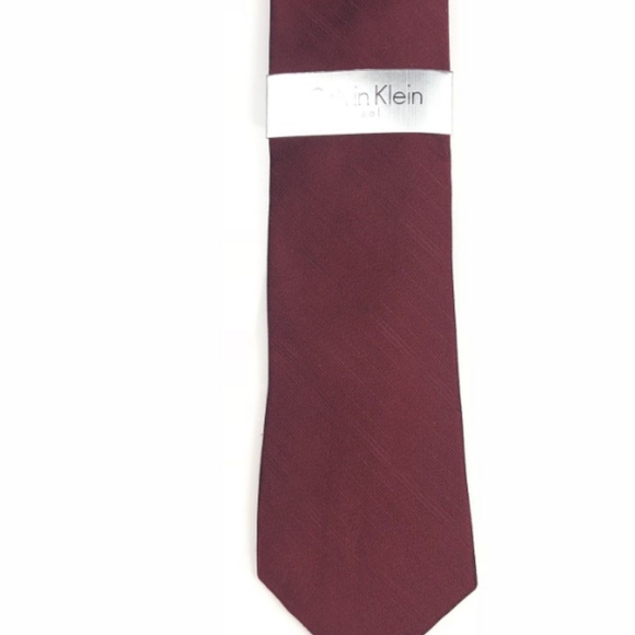 $125 CALVIN KLEIN Men's NECK TIE RED Black SLIM - Picture 6 of 7